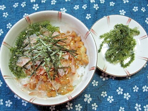 海ぶどうと納豆の小丼